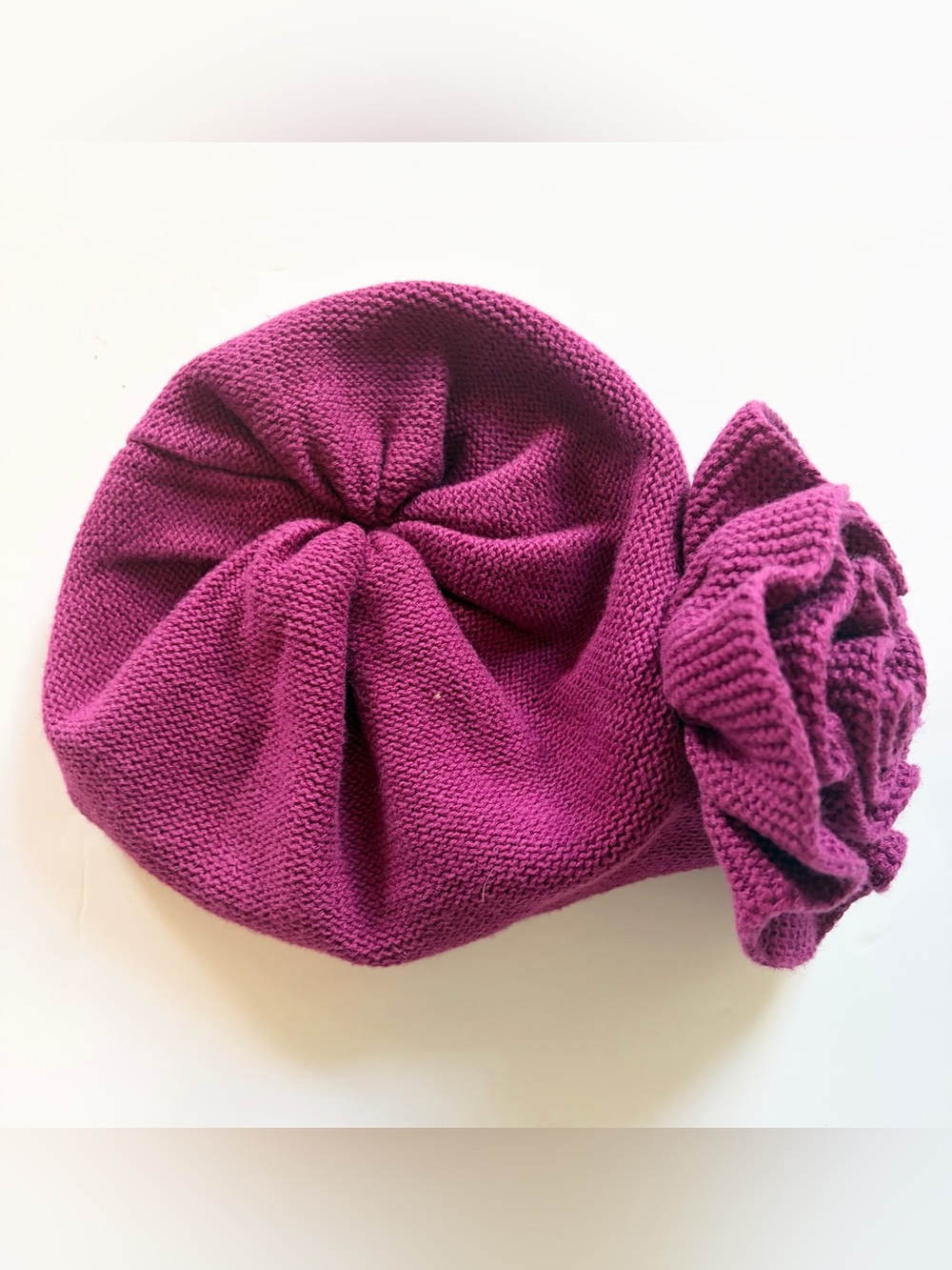 Crazy 8 Kids Knit Bow Beanie - Magenta Plum Size 2T-3T